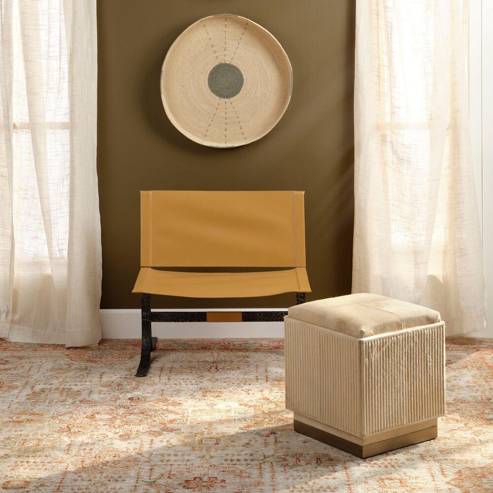 Splendor Living Norwood Hide Ottoman in Tan, , large