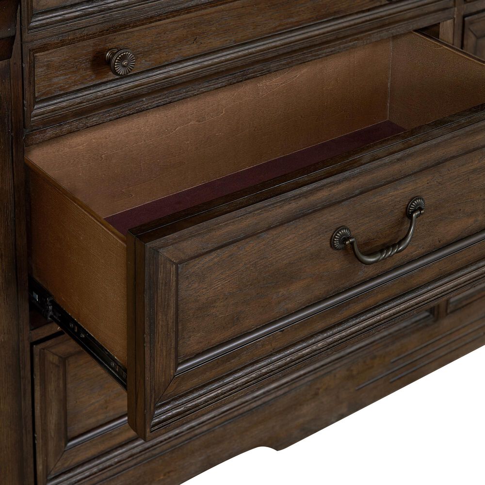 Sasha Lee Grand Teton 5 Piece Queen Bedroom Set in Warm Brown Oak, , large