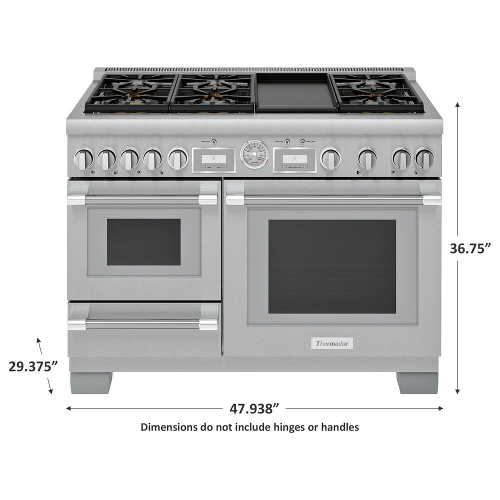 Thermador 48&quot; Pro Grand Dual Fuel Steam Range with 6 Burners in Stainless Steel, , large