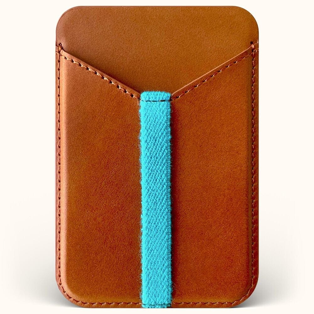 Bluebonnet Cases Minimalist Full-Grain Leather MagSafe Wallet Card Holder in Saddle Tan, , large