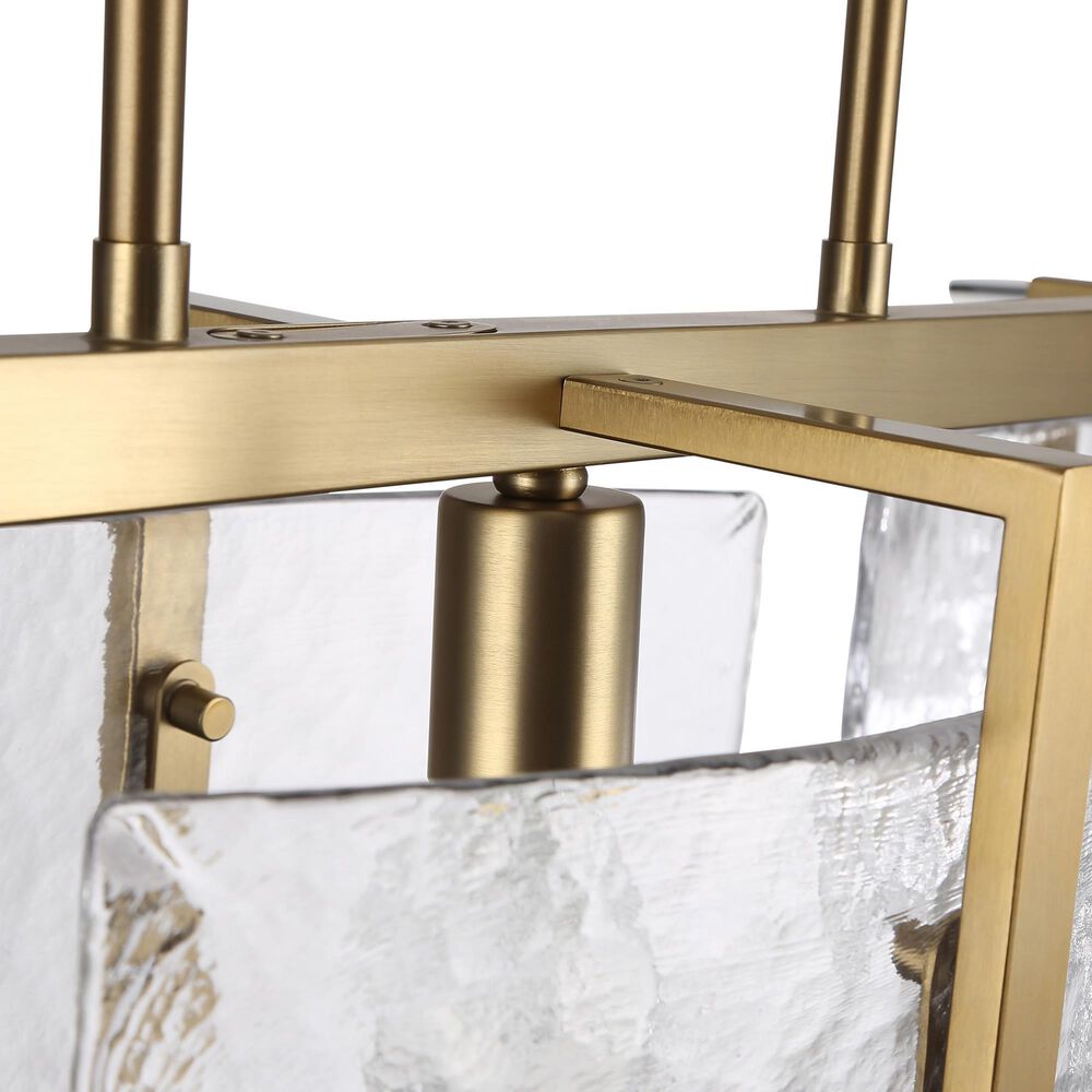 Golden Lighting Aenon 3-Light Wide Linear Pendant with Hammered Water Glass Shade in Brushed Champagne Bronze, , large