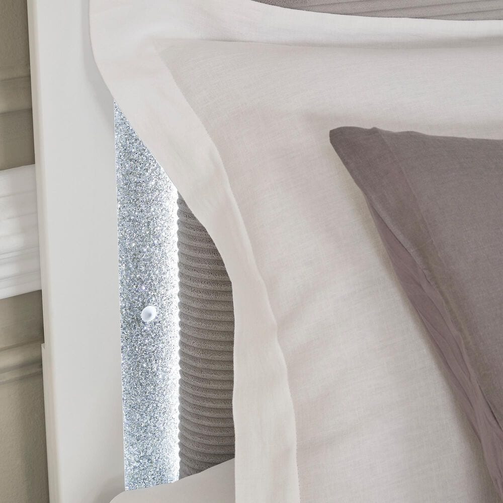 Ashley Maeling King Upholstered Panel LED Bed in Matte White and Gray, , large