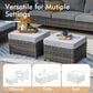 HOMLUX 3-Piece Modular Outdoor Sofa Set with Two Ottomans in Gray, , large