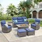 Sunwell Garden Patio Ottoman in Navy (Set of 2), , large