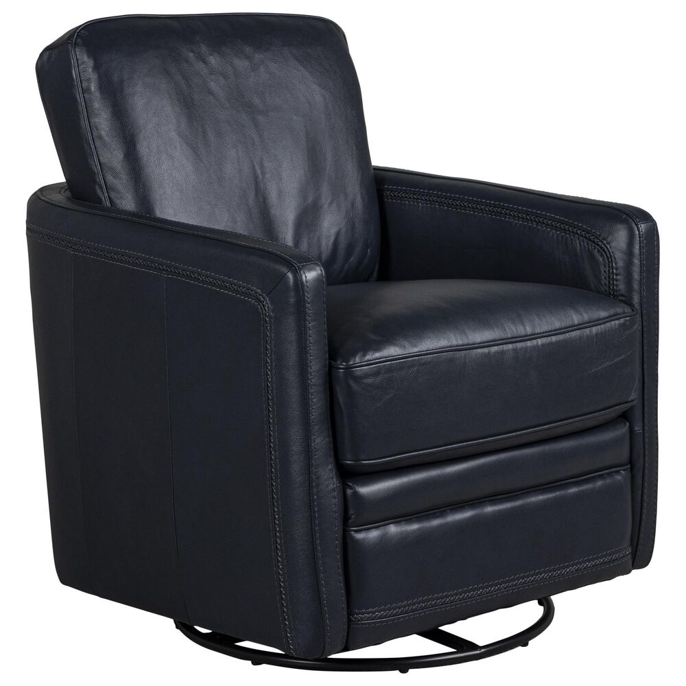 Italiano Furniture Turner Leather Swivel Glider in Blue, , large