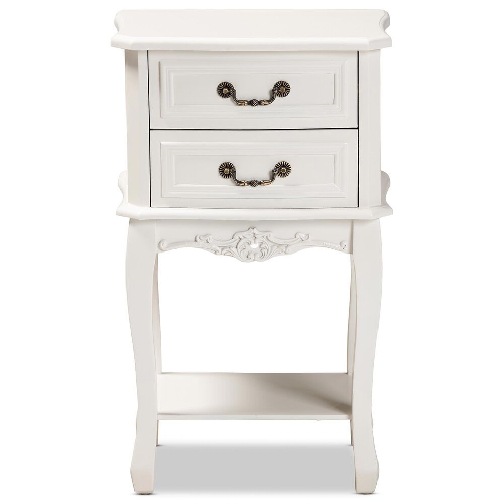 Baxton Studio Gabrielle 2-Drawer End Table in White, , large