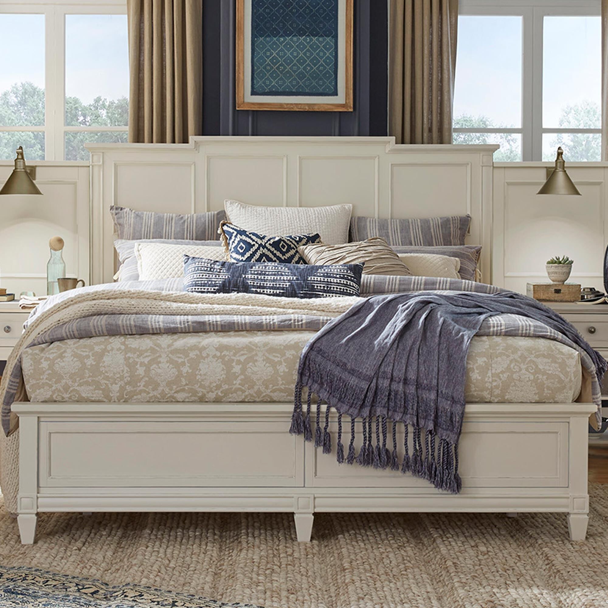 Nicolette Home Willowbrook King Panel Bed in Egg Shell White