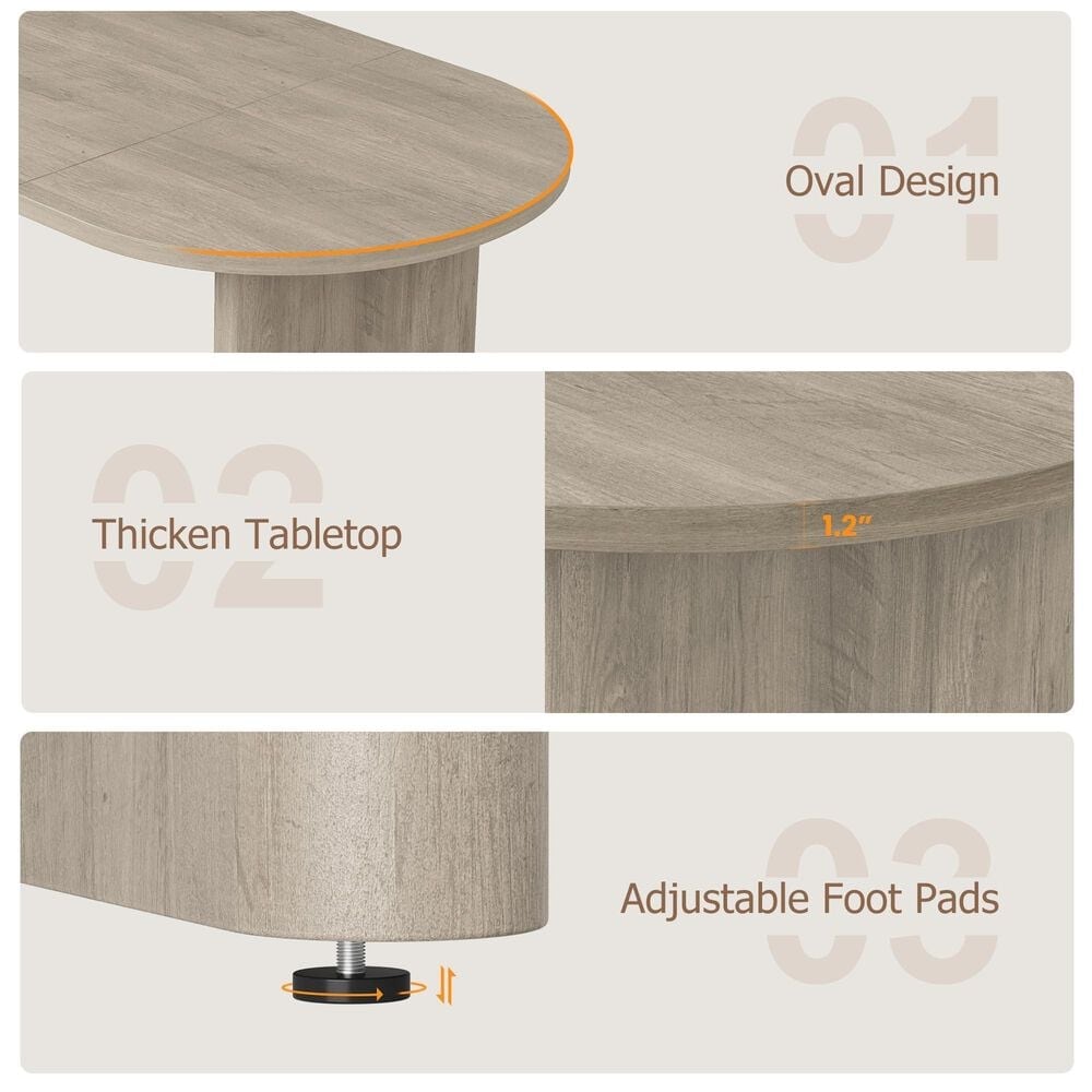 GARVEE 71" Oval Dining Table in Gray - Table Only, , large