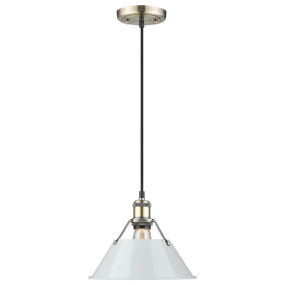 Golden Lighting Orwell 1-Light Medium Pendant with Dusky Blue Shade in Aged Brass, , large