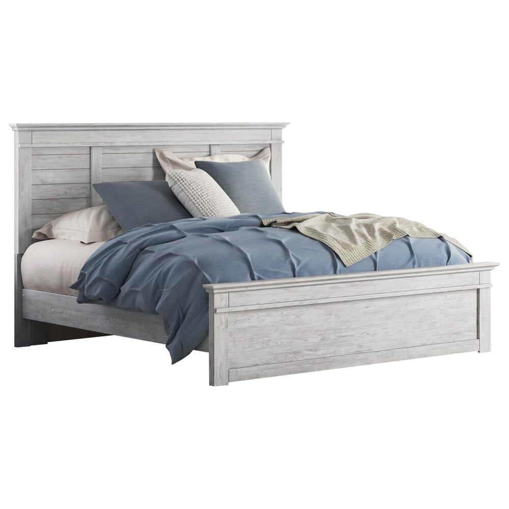 Ashley Makidern 4 Piece King Panel Bedroom Set in Whitewash, , large