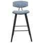 Armen Living Fox Bar Height Stool with Speckled Blue Upholstery in Black Brushed, , large