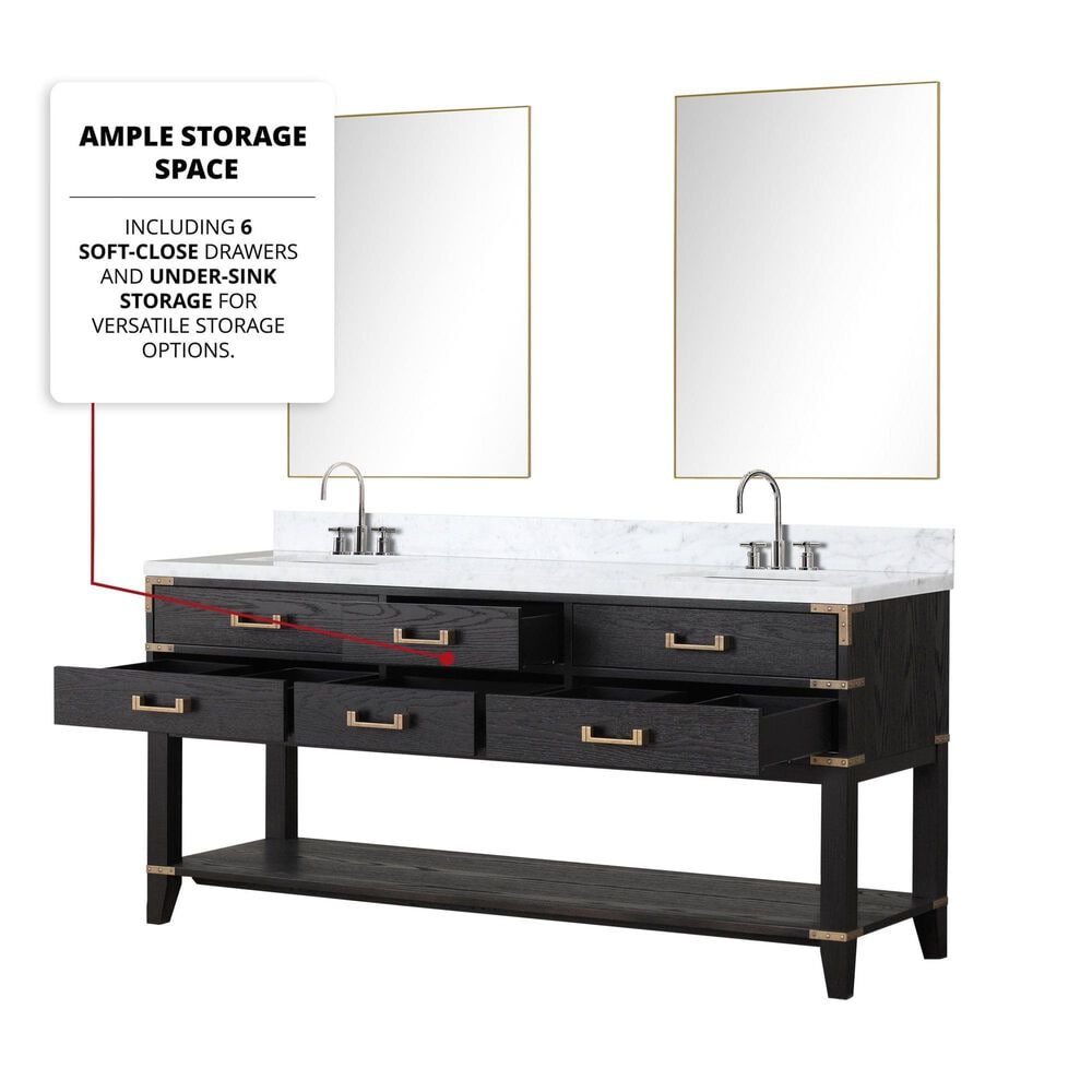 Lexora Home Norwalk 72&quot; Double Bathroom Vanity in Brown Oak with White Cultured Marble Top  and Rectangle Sink, , large