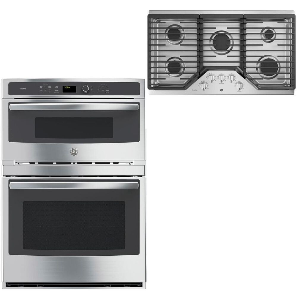 Ge Profile 36 Gas Cooktop With 30 Built In Combination Microwave Wall Oven In Stainless Steel Nebraska Furniture Mart
