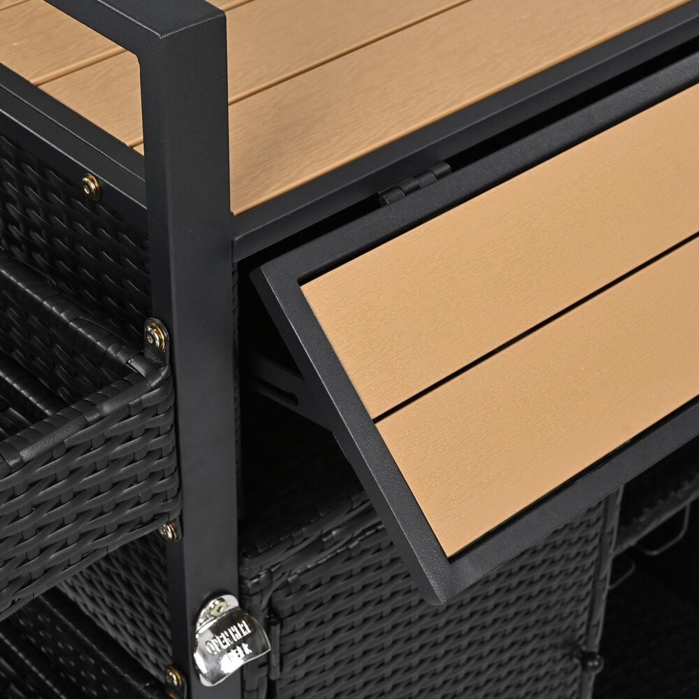 HOMLUX 53" Wicker Outdoor Kitchen Island in Black Brown, , large