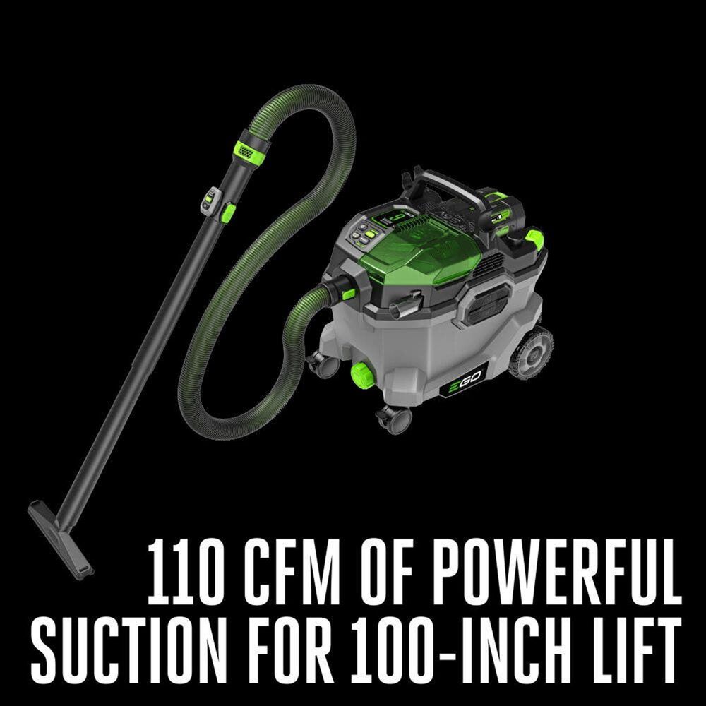 EGO 9 Gallon 110 CFM 56-Volt Lithium-ion Cordless Wet/Dry Vacuum with Multiple Power Mode and Remote Control with 5.0 Ah Battery and Charger, , large