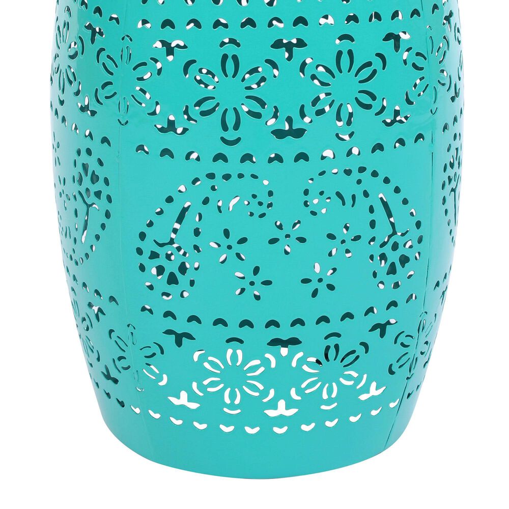 Hearth and Haven Outdoor Side Table with Built-In Solar Battery in Teal, , large