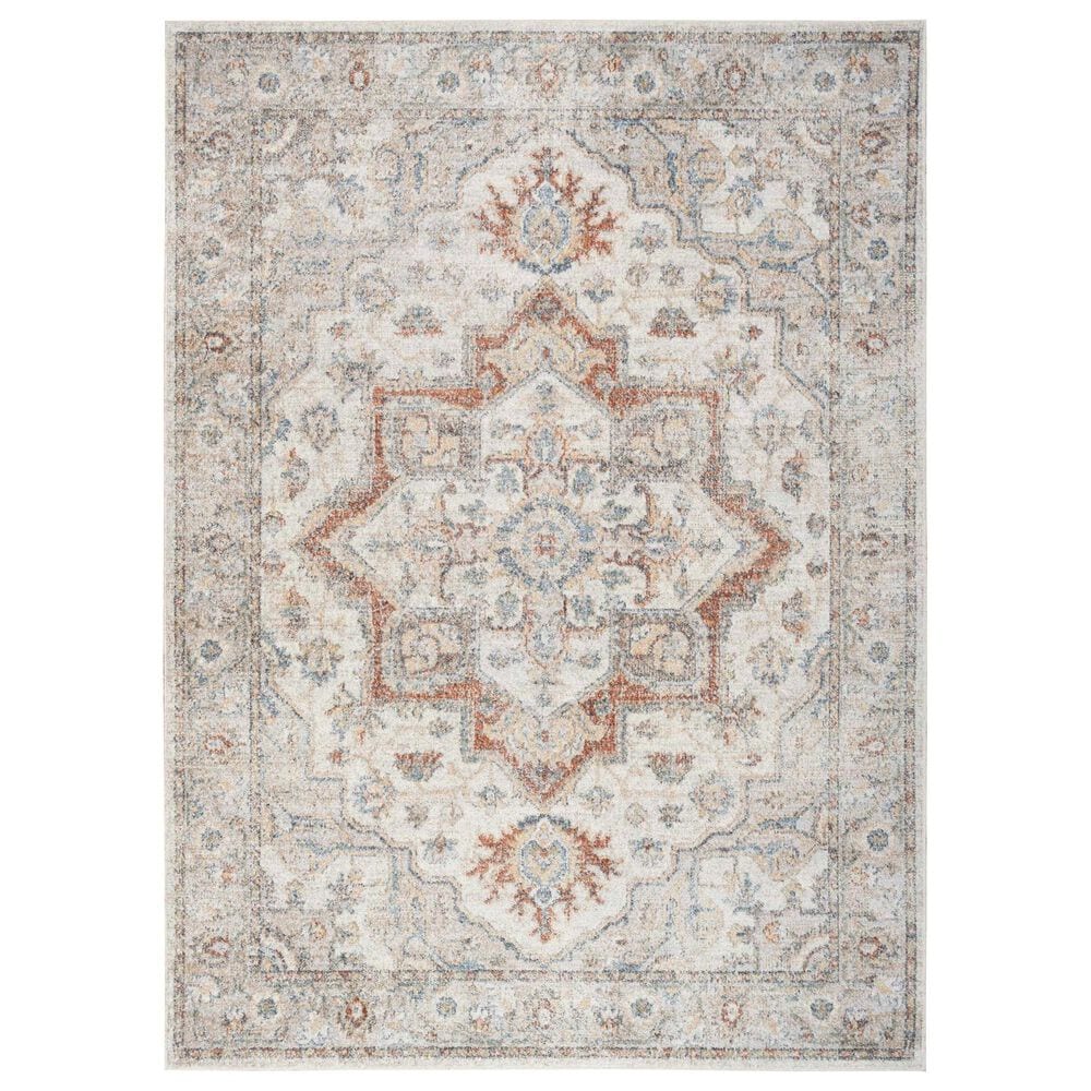 Nourison Astra Machine Washable ASW12 3"3" x 5" Grey and Multicolor Area Rug, , large