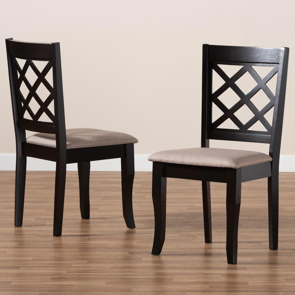 Baxton Studio Verner Side Chair with Sand Cushion in Dark Brown (Set of 2), , large