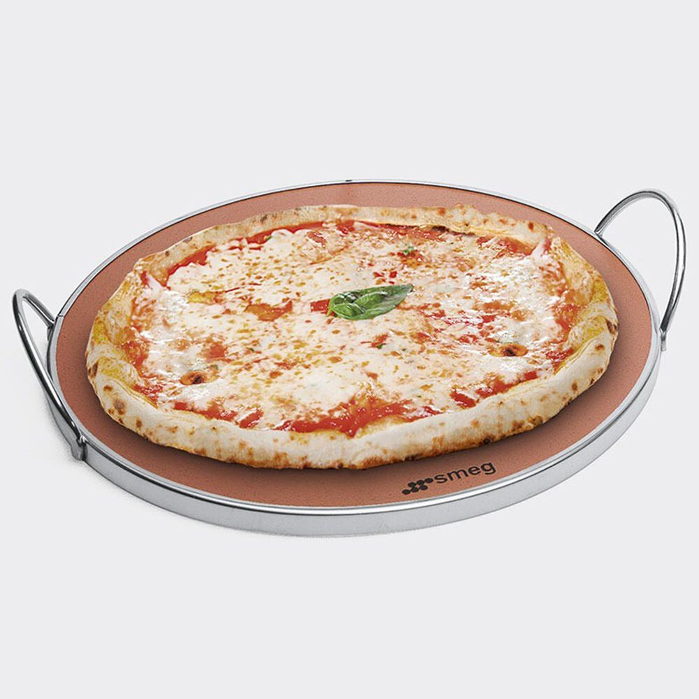 SMEG 24&quot; Pizza Stone with Handles in Stainless Steel, , large