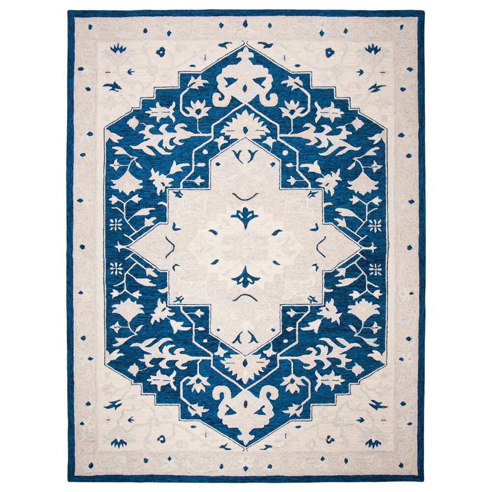 Safavieh Micro-Loop 8" x 10" Navy and Ivory Area Rug, , large