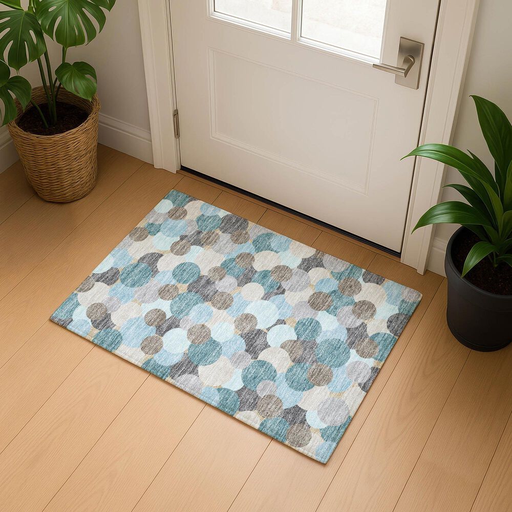 Dalyn Rug Company Kenner Turquoise 1'8" x 2'6" Indoor/Outdoor Area Rug, , large