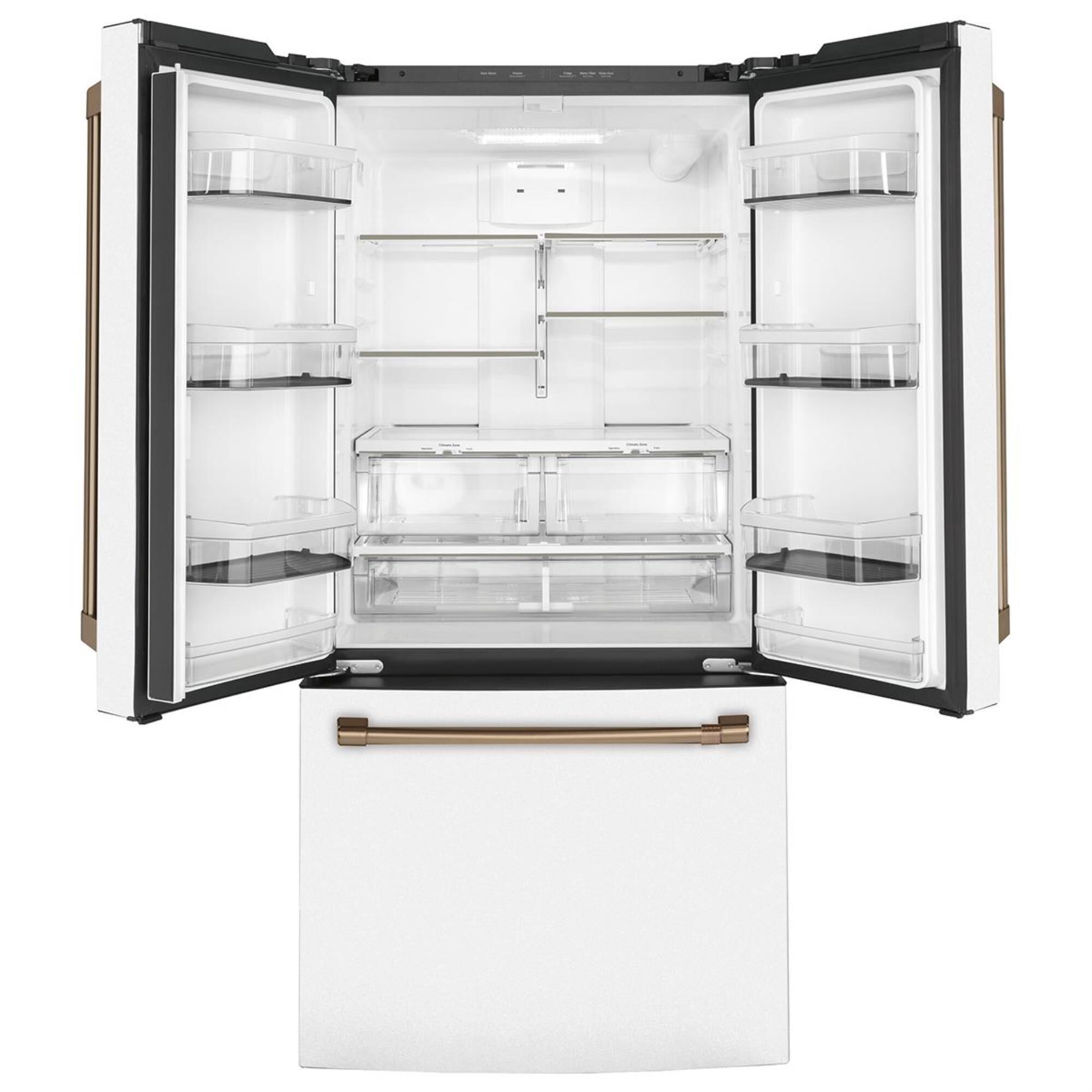 GE Cafe 19 Cu. Ft. 3-Door French Door Refrigerator in Matte White