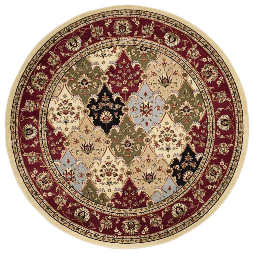 Safavieh Lyndhurst LNH320 8" Round Multicolor and Red Area Rug, , large