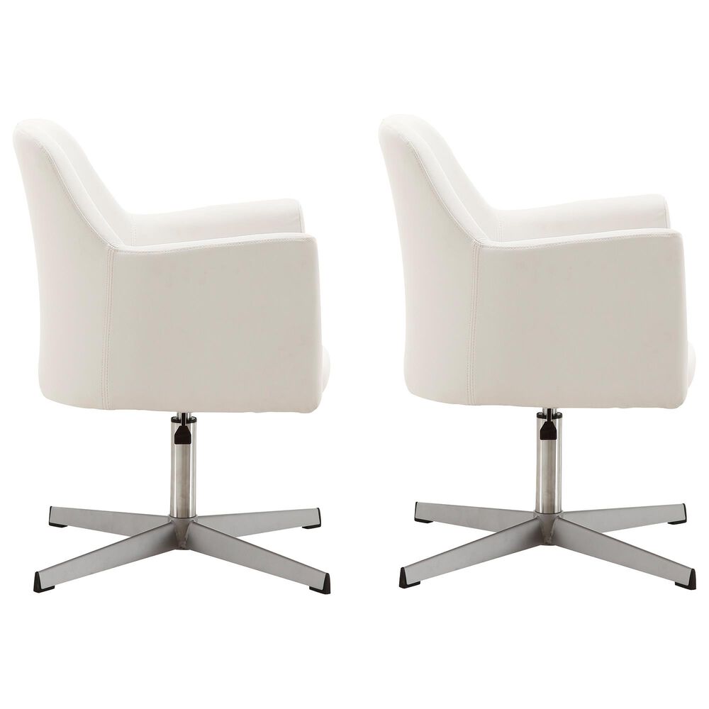 Dayton Pelo Adjustable Swivel Accent Chair in White &#40;Set of 2&#41;, , large