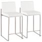 LumiSource Fuji 26" Counter Stool with White Upholstery in Stainless Steel (Set of 2), , large