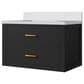 Lexora Home Castor 30" Single Bathroom Vanity in Black with 2 cm White Quartz Top and Rectangular Sink, , large