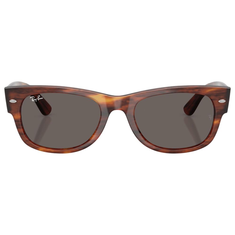 Rayban Glasses Mega Wayfarer II Sunglasses with Dark Grey Lenses in Polished Striped Havana, , large