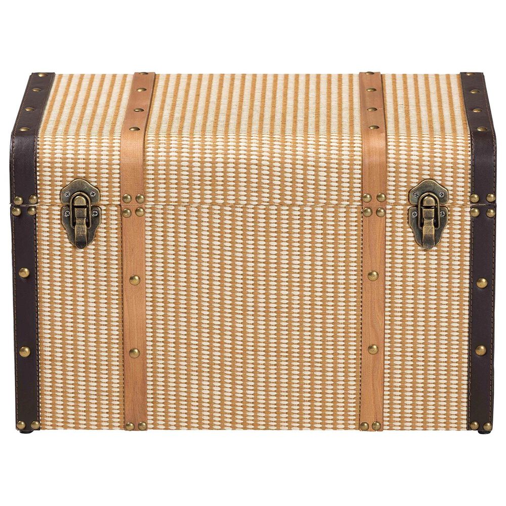 Baxton Studio Manton Storage Trunk with Hinged Top in Light, Dark Brown and Bronze, , large