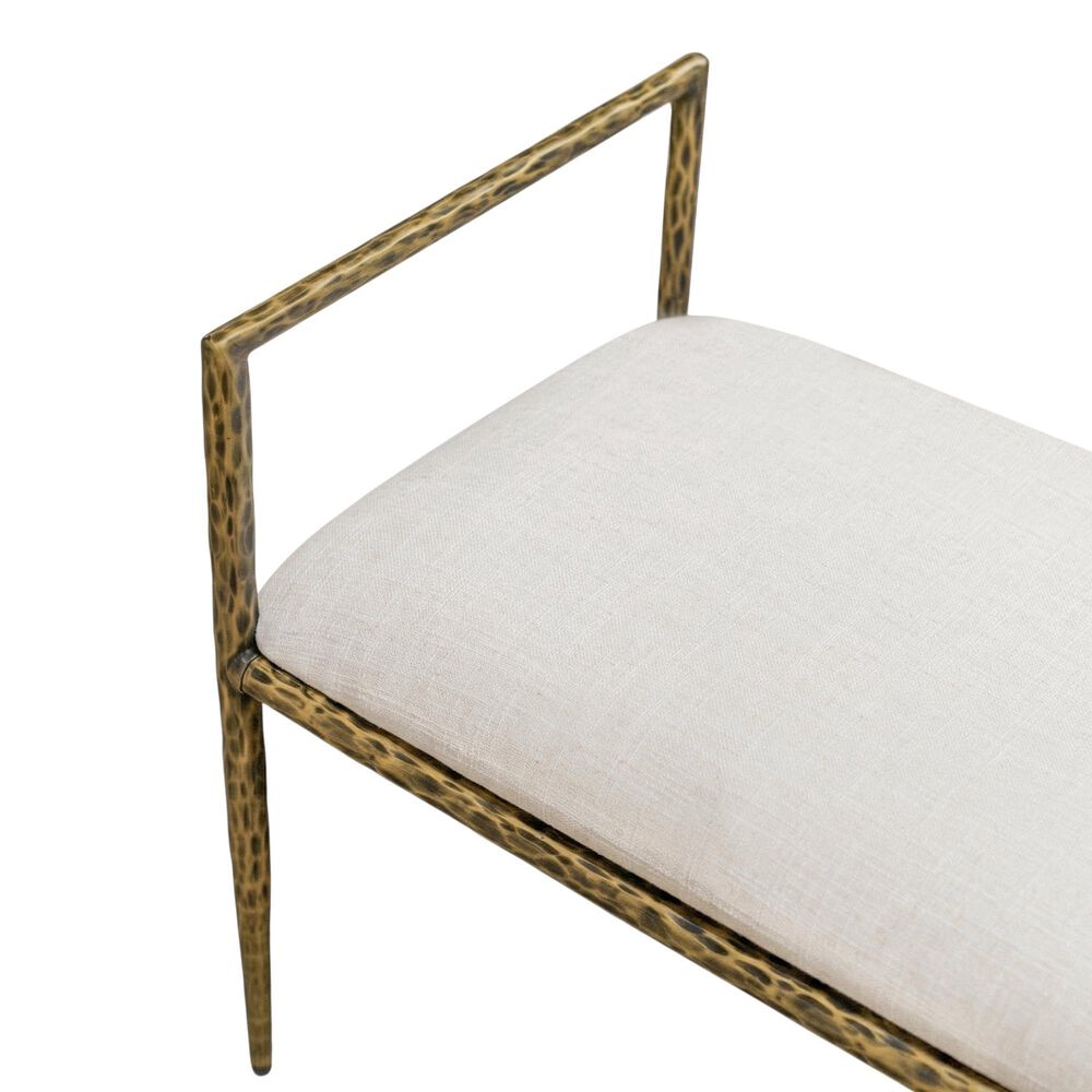 Furniture of America Lalia Metal Padded Upholstered Bench in Matte Gold, , large