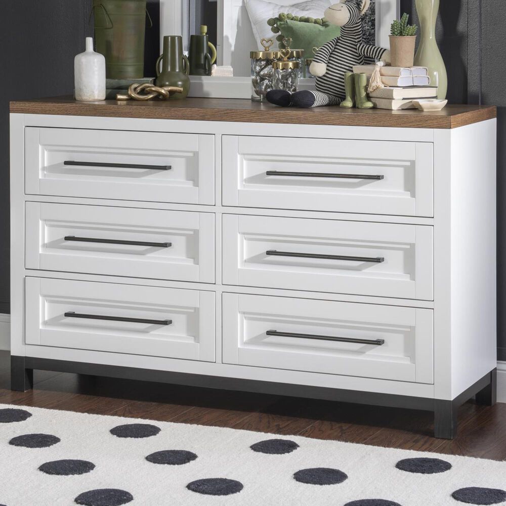 Legacy Classic Dutton 6 Drawer Dresser Only in White and Toasted Oak, , large