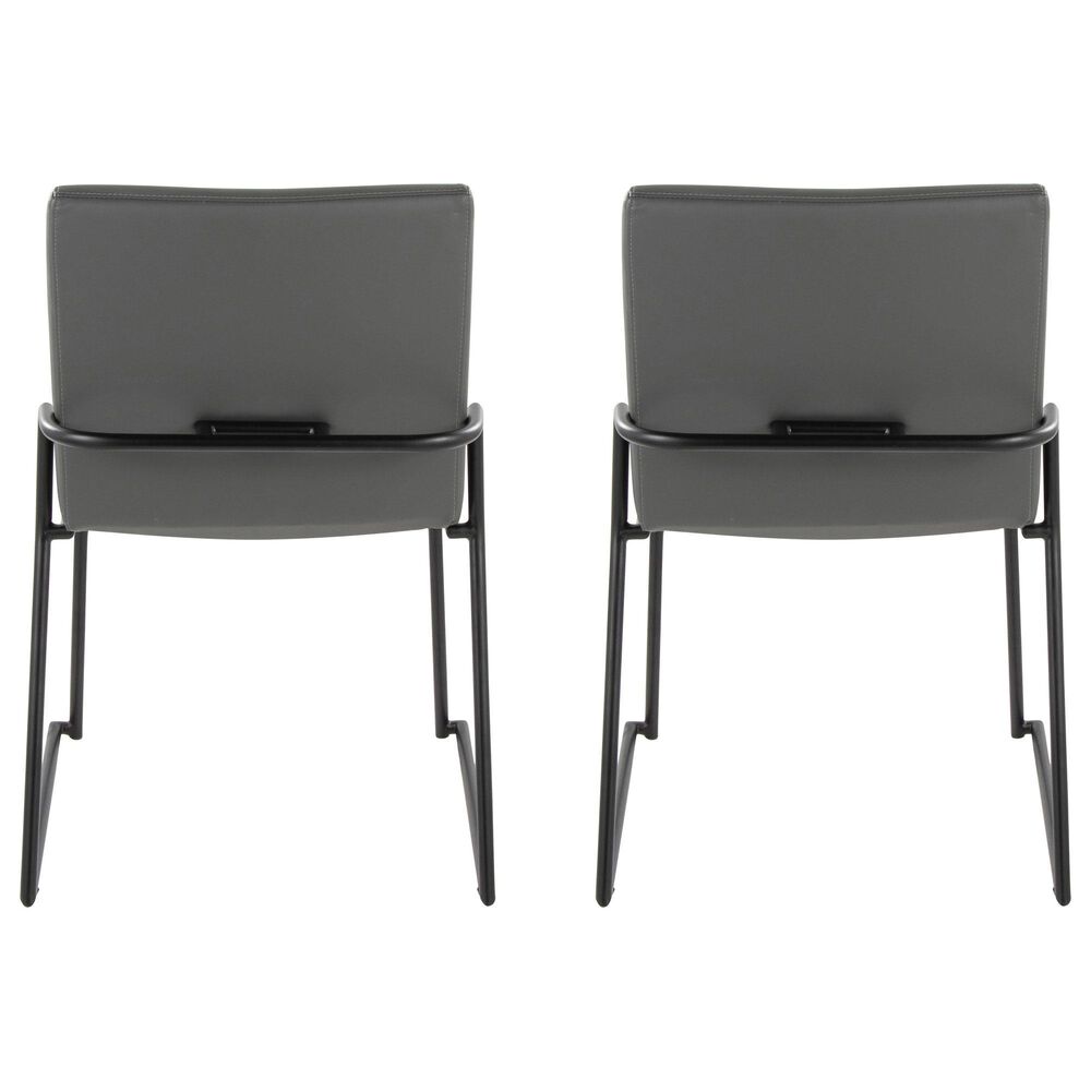 LumiSource Dutchess Side Chair with Grey Faux Leather Cushion in Black (Set of 2), , large