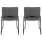 LumiSource Dutchess Side Chair with Grey Faux Leather Cushion in Black (Set of 2), , large
