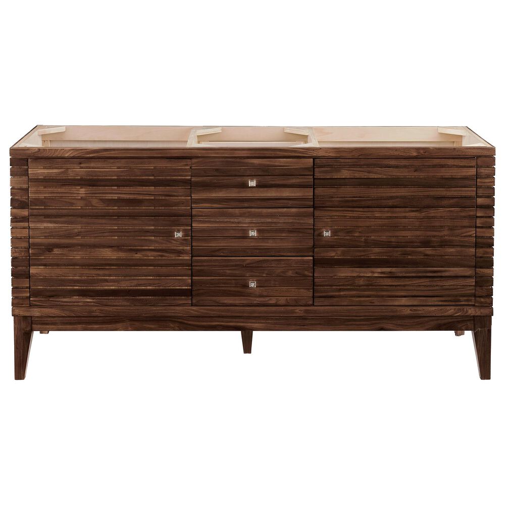 James Martin Linear 59" Double Vanity Cabinet in Mid Century Walnut, , large