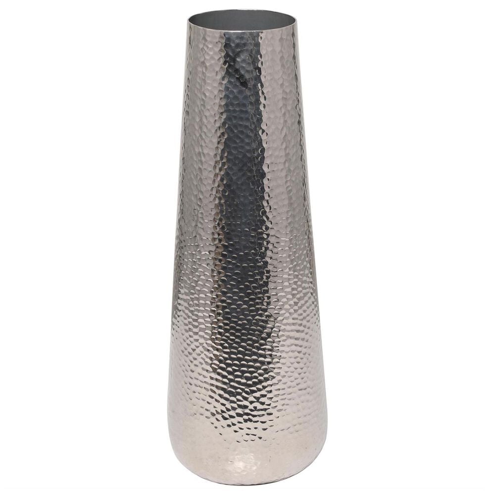 Maple and Jade 25&quot; Tall Hammered Decorative Vase in Polished Silver, , large