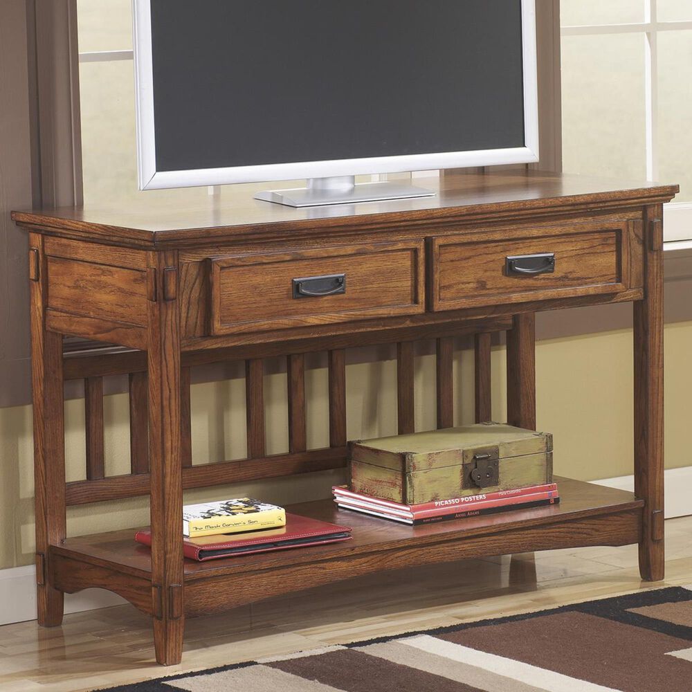 Signature Design by Ashley Cross Island Console Sofa Table in Medium Brown, , large