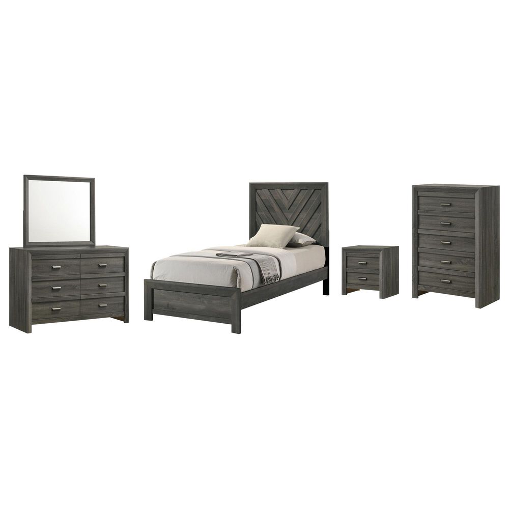 Crown Mark Valor 5-Piece Twin Bedroom Set in Gray, , large