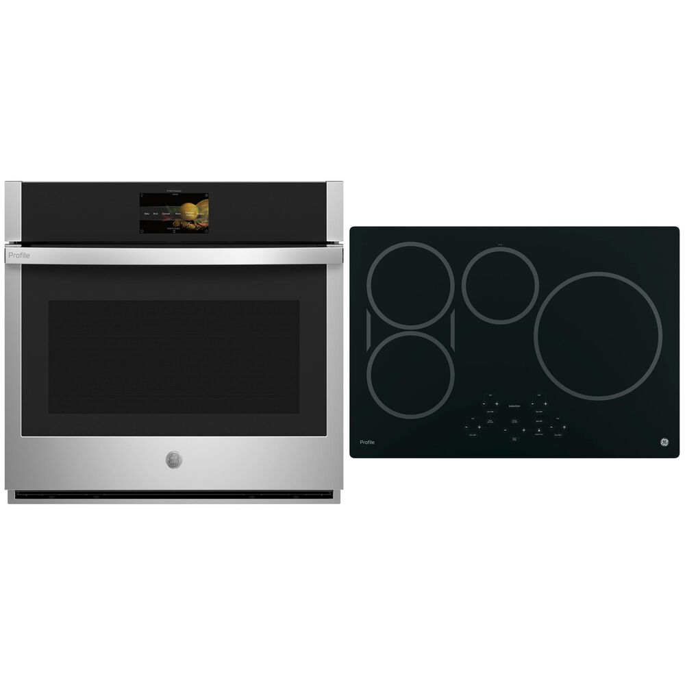 GE Profile 5.0 Cu. Ft. Smart Built-In Convection Single Wall Oven and 30" Built-In Touch Control Induction Cooktop in Black, , large