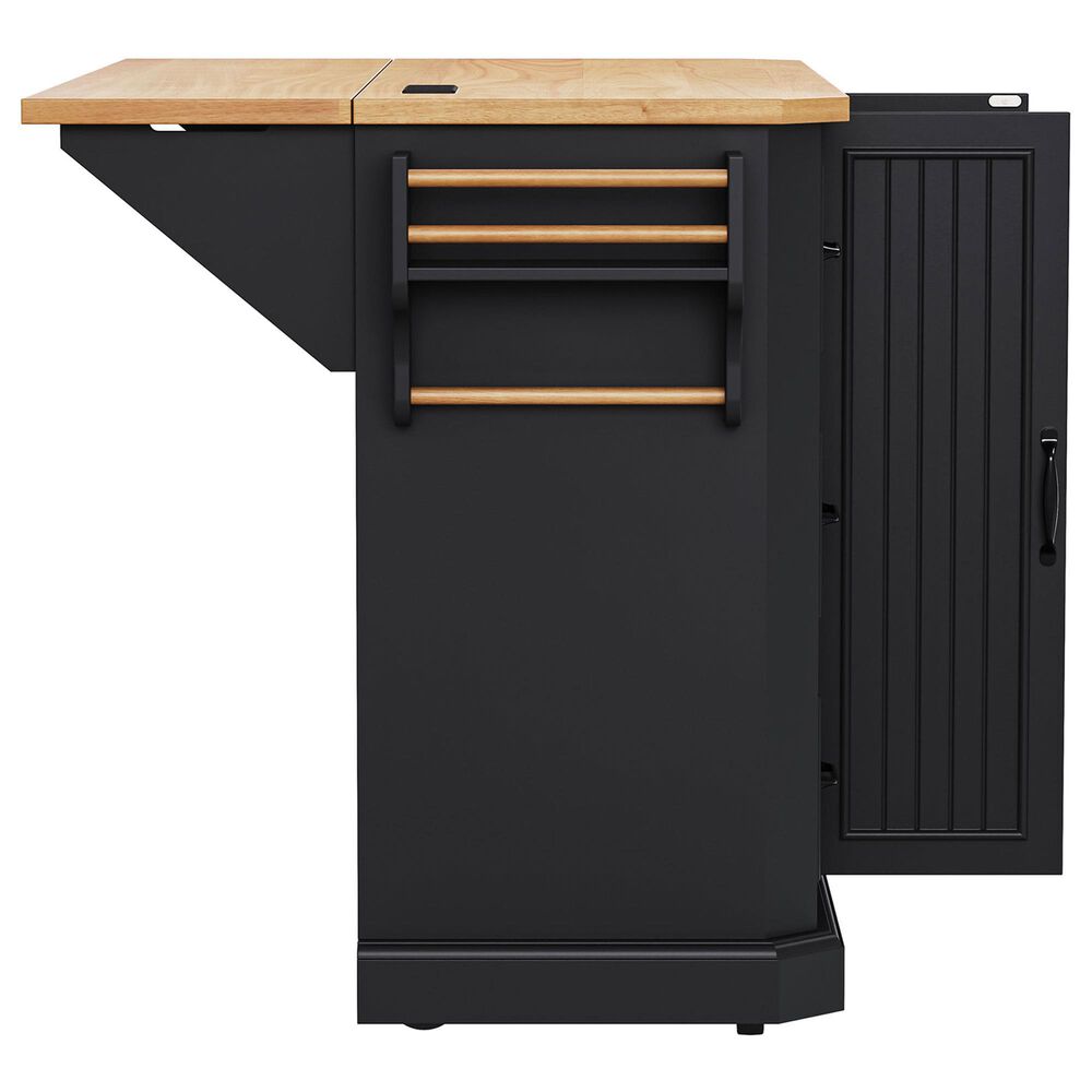 HOMLUX 56" Kitchen Island with Drop Leaf in Black, , large