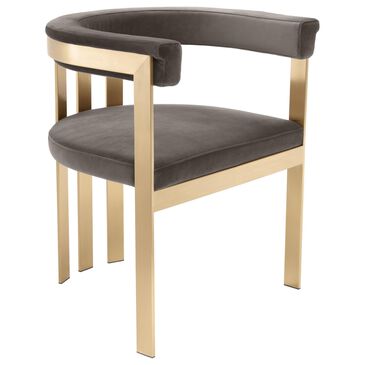 Eichholtz Clubhouse Dining Chair with Savona Grey Velvet Cushion in Brushed Brass, , large