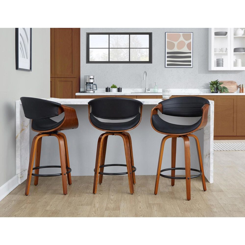 LumiSource Symphony 26" Counter Stool in Walnut and Black (Set of 2), , large