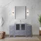 Lexora Home Volez 54" Single Bathroom Vanity in Dark Grey with 2 cm White Ceramic Top, Rectangular Sink and Side Cabinets, , large