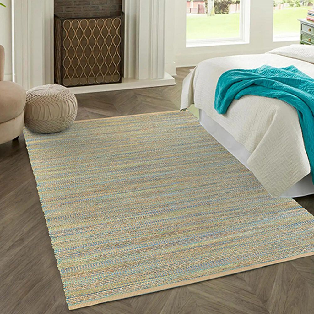 L&amp;R Resources Natural Fiber Blue and Green 7'9" x 9'9" Area Rug, , large