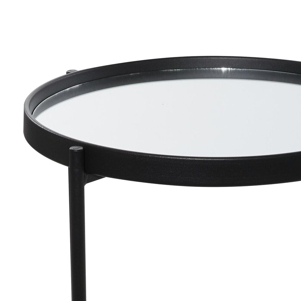 Maple and Jade 28" End Table with Mirrored Glass Top in Black, , large