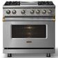 Viking Range 36" Dual Fuel Range with Brushed Brass Accents in Stainless Steel, , large