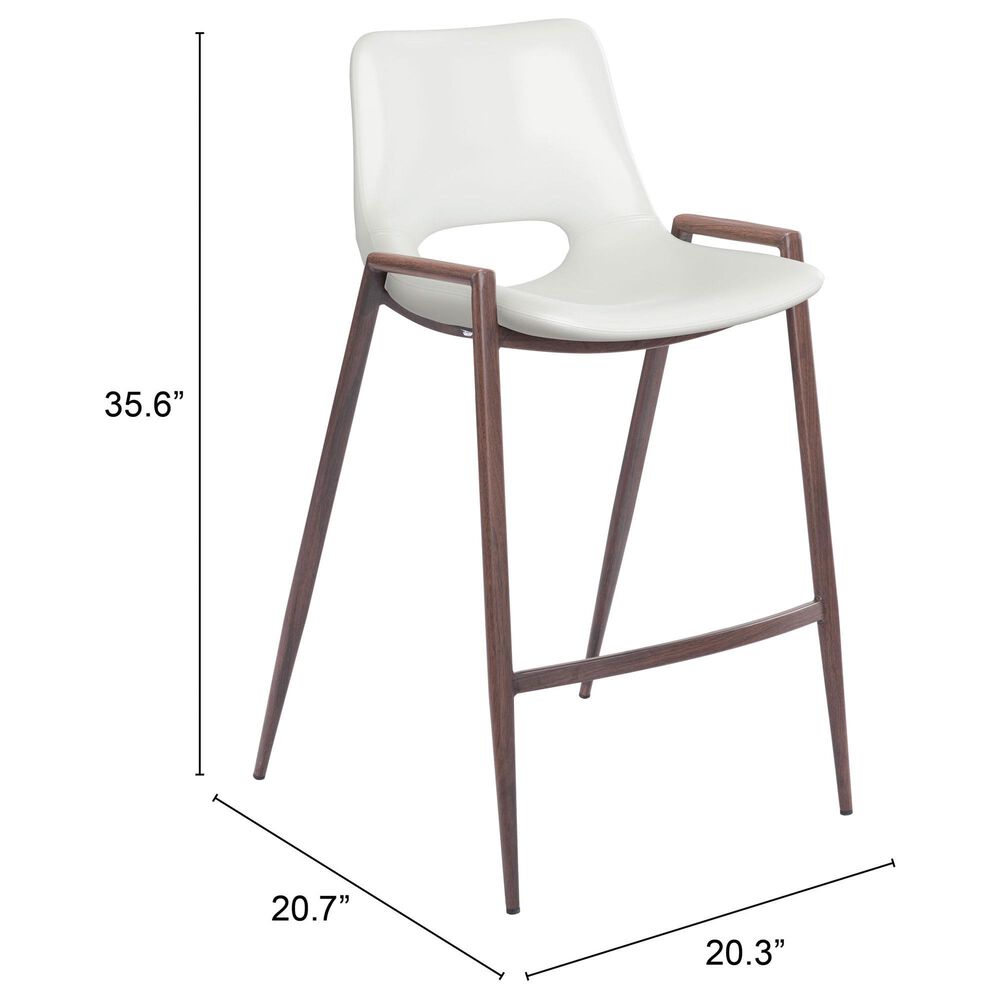 Zuo Modern Desi Counter Chair in White/Dark Brown &#40;Set of 2&#41;, , large