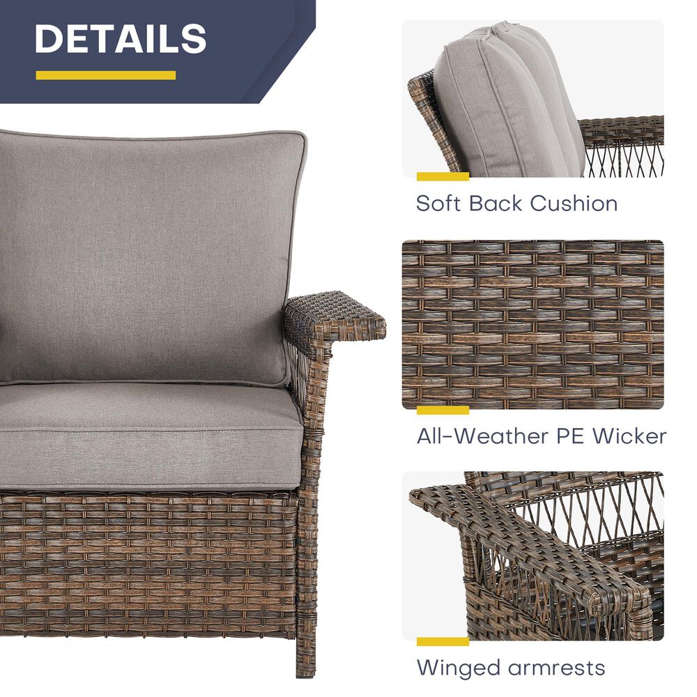Sunwell Garden 5-Piece Patio Conversation Set with Stationary Chairs in Gray, , large